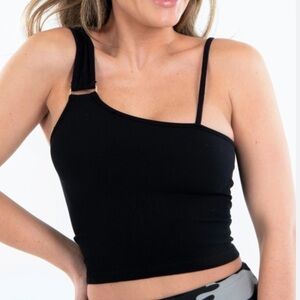 Suzette Ribbed One Shoulder Seamless Crop Top